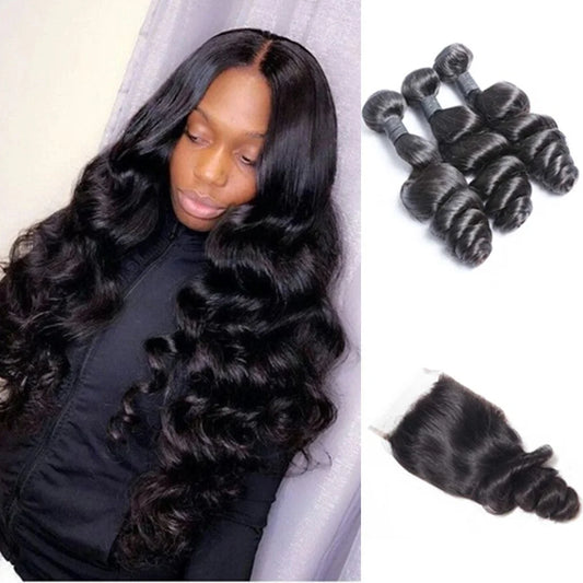 Burmese Loose Wave Bundles (3) + Closure