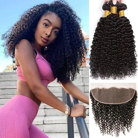 Burmese Kinky Curly Bundles + Frontal