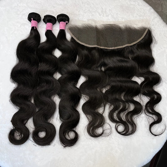 Burmese Body Wave Bundles + Frontal