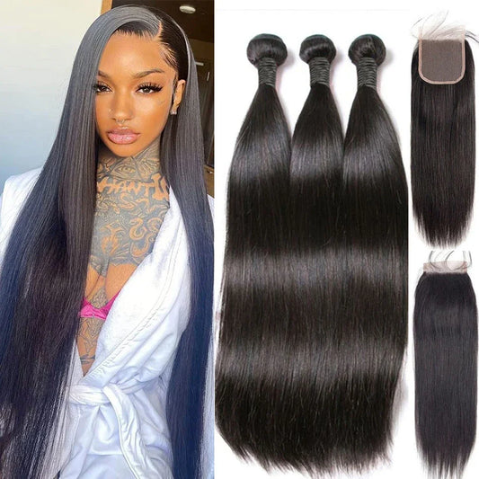 Burmese Straight Bundles (3) + Closure